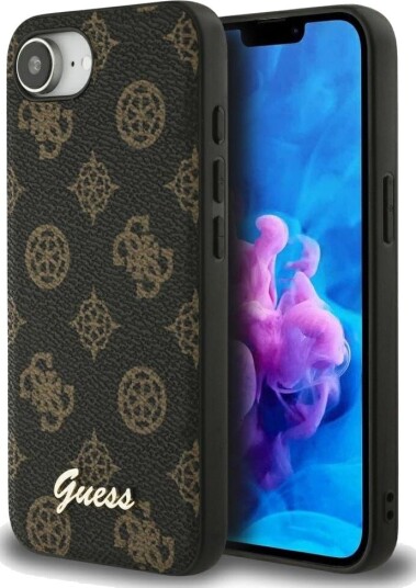 GUESS Peony Script Logo MagSafe iPhone 16e Case Black