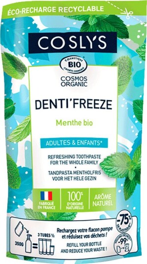 Økologisk tannpasta COSLYS Denti"Freeze Mild Mint refillpose 350g