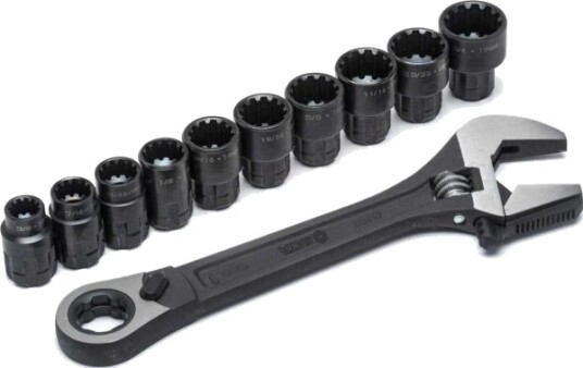 Sata Justernøkkel 8" Med Skralle + 10 Sokler Metr./Cal