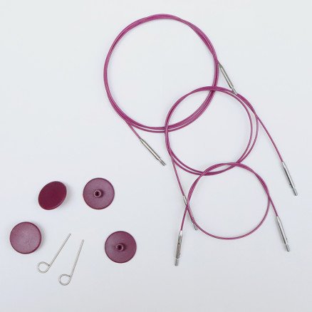 KnitPro Wire / Cable Swivel for utskiftbare rundpinner 20 cm blir 40 cm inkl. pinner Lilla