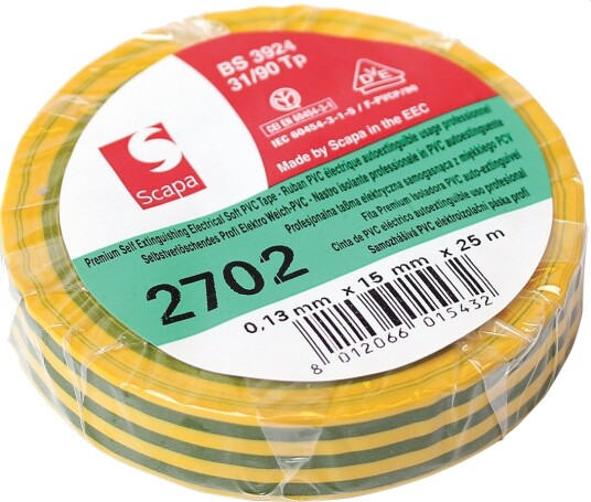 EL TAPE PE 15MMX25M GUL/GRØNN EL TAPE PE 15MMX25M GUL/GRØNN