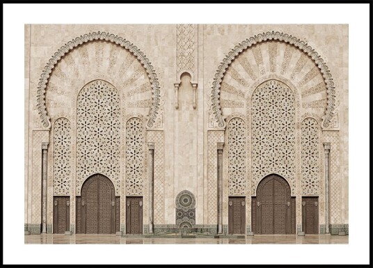 Twin Doors of Hassan II Mosque Casablanca Plakat Plakat / 50x70cm