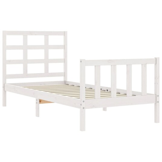 vidaXL Sengeramme med hodegavl hvit 90x200 cm heltre