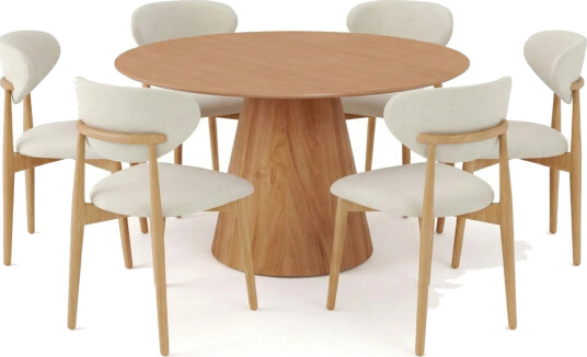 Siena spisegruppe rund 130 cm eik med 6 Molly spisestoler - Eik