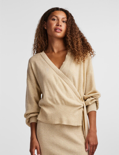 YAS Yasassi Ls Wrap Knit Cardigan S. Noos - Cream - M