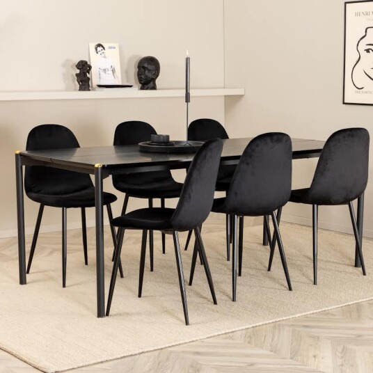 Venture Home Spisegruppe Venture Home Paris med 6 Pobbie Stoler Sort GR22090