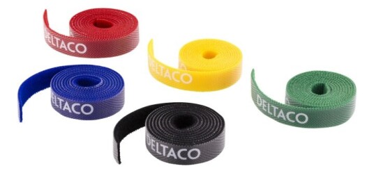 Deltaco 5-Pack Kabelsorteringskit med Velcro i Flerfarge