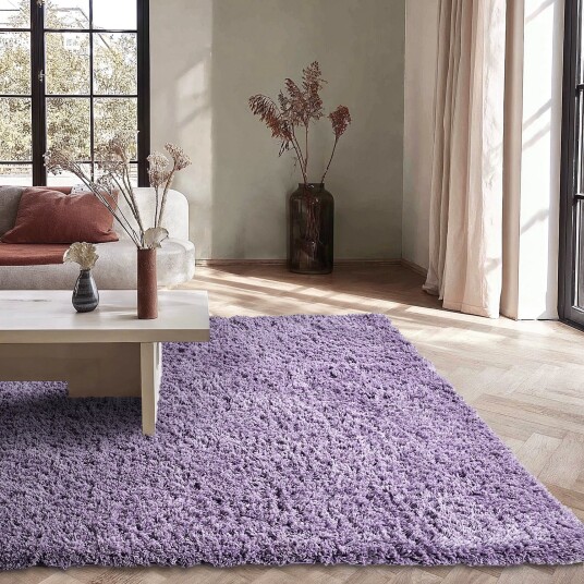 Ryetepper Combarro Solid Cotton Shaggy lys lilla Størrelse: 200 x 290 cm