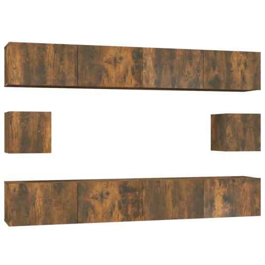 vidaXL TV-skapsett 6 deler røkt eik konstruert tre