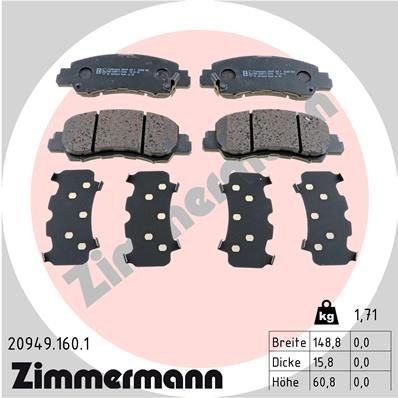 Bremseklosser ZIMMERMANN 20949.160.1