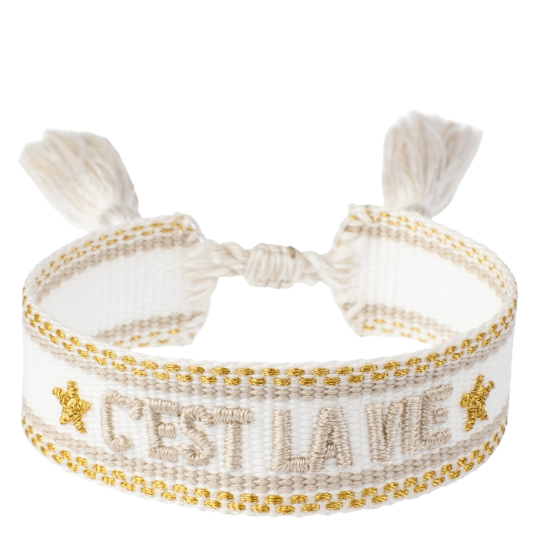 DARK Woven Friendship Bracelet "C"est La Vie" White Sand & Gold DARK Woven Friendship Bracelet "C"est La Vie" White Sand & Gold