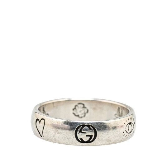 Pre-owned Gucci Sterling Silver Blind for Love Ring Silver