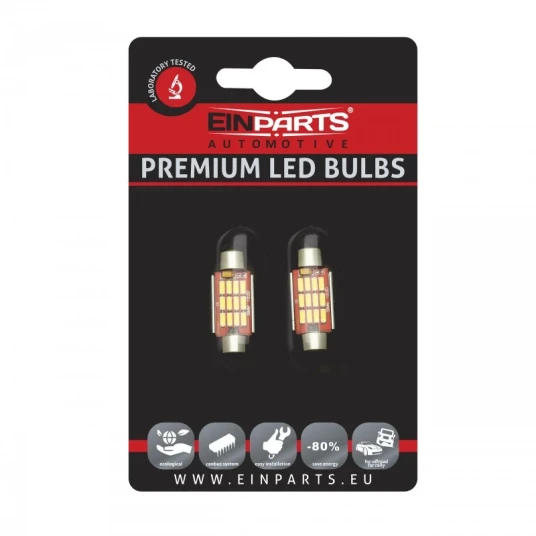Einparts EPL49 LED C5W Pærer 36MM 12 SMD 4014 CANBUS 2 stk Einparts EPL49 LED C5W Pærer 36MM 12 SMD 4014 CANBUS 2 stk