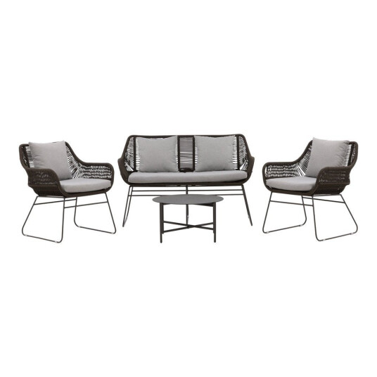 Venture Design Davao sofagruppe Mørk grå/brun 2-seters sofa, 2 lenestoler og bord 70 cm Venture Design Davao sofagruppe Mørk grå/brun 2-seters sofa, 2 lenestoler og bord 70 cm