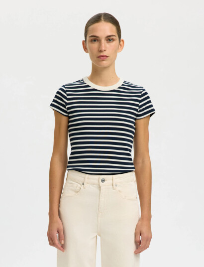 Selected Slfmilly Ss Tee   Navy   M