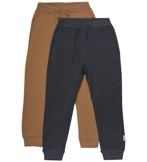 Minymo Joggebukser 2 pack Brun/Mørkegrå 1 år 80 Joggebukse