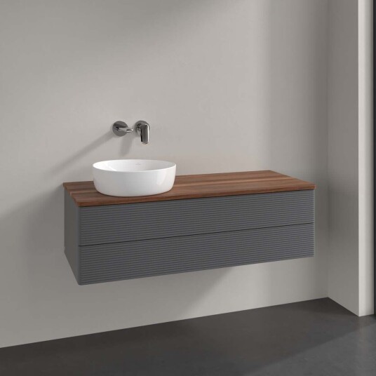 Villeroy & Boch  Antao Servantskap med 2 skuffer 120x50x36 cm m/lys Antrasitt/Valnøtt