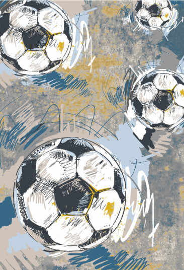 Barneteppe Cartoon Footballs multi Størrelse: 120 x 170 cm
