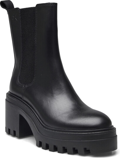 Calvin Klein Chunky Heeled Chelsea Lth - Black - 36 x 36