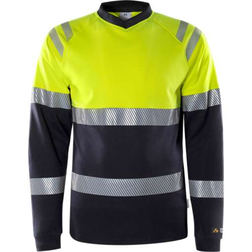 Fristads T-Shirt Flam Kl 1 7107 Tfl Varselgul/marinblå M