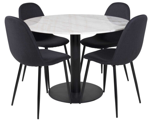 Venture Design Estelle & Polar spisegruppe Hvit/svart 4 st stoler & bord 106 cm