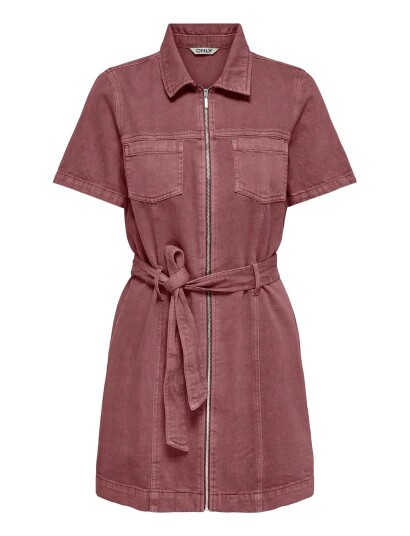 ONLY Onlsilla S/S Zip Belt Short Dress Pnt Pink M