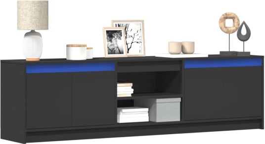 TV-benk med LED svart 180x34x50 cm konstruert tre