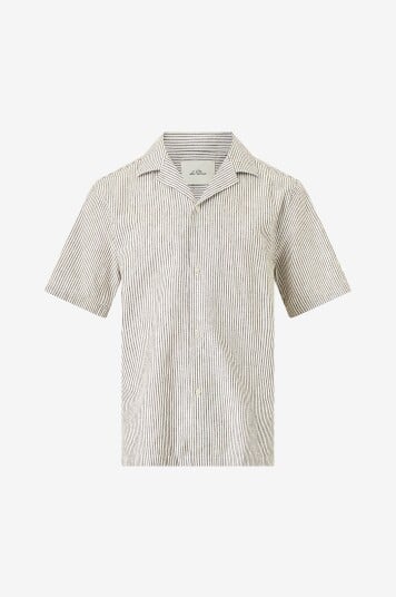Les Deux Skjorte Lukas Stripe Cotton Linen SS Shirt Brun Les Deux Skjorte Lukas Stripe Cotton Linen SS Shirt Brun