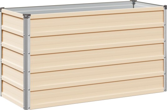 vidaXL Hevet Hagebed Elfenben 100 x 40 x 55 cm kaldvalset stål