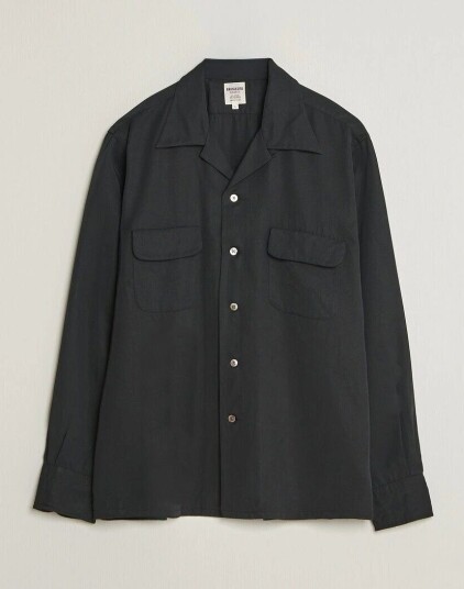 Kamakura Shirts Vintage Open Collar Shirt Black