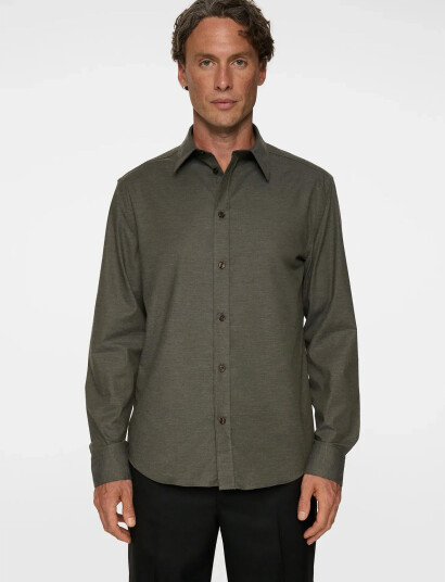 J. Lindeberg Slim Light Flannel Shirt - Khaki green - S J. Lindeberg Slim Light Flannel Shirt - Khaki green - S