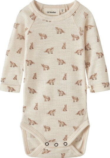 Lil" Atelier Body I/e   Ull/Modal   Slim   Noos   NbmNalu   Skil   Lil Atelier   1½ år (86)   Langermet Body Beige Brun