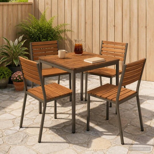 vidaXL Hage middagsbord Naturlig og Kaffe 70 x 68,5 x 75 cm