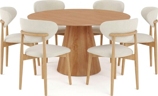 Siena spisegruppe rund 150 cm eik med 6 Molly spisestoler - Eik