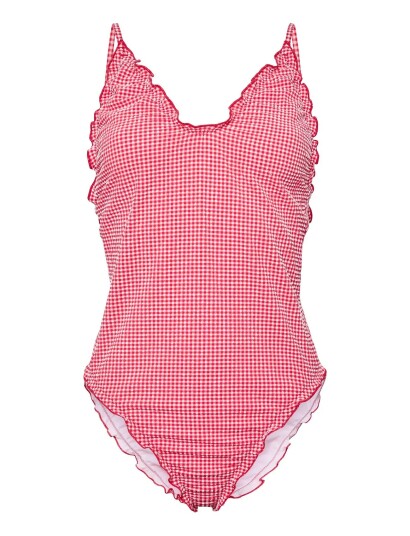 Pieces Pckia Frill Edge Swimsuit Bc Red XL