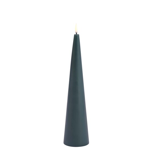 Uyuni LED cone candle Pine green smooth 6,8x30 cm UL-CO-PG07030
