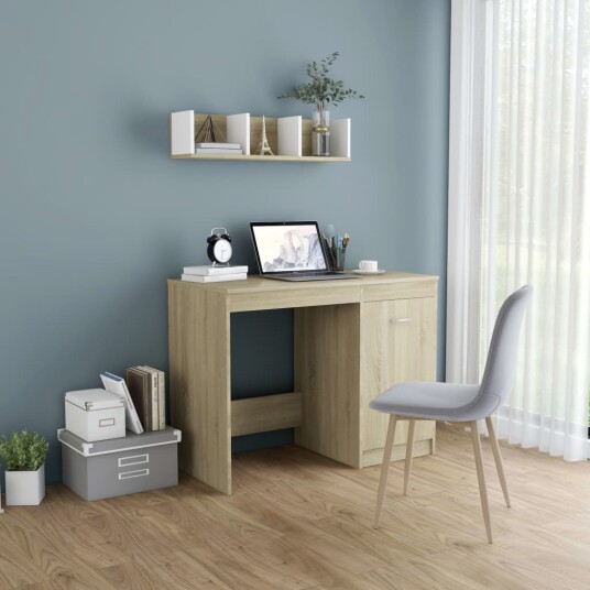 vidaXL Skrivebord sonoma eik 100x50x76 cm sponplate