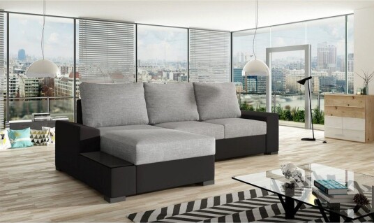 Seksjon Eltap Negro 245x165x90 cm Sawana 21 Soft 11 Grå Svart Venstre