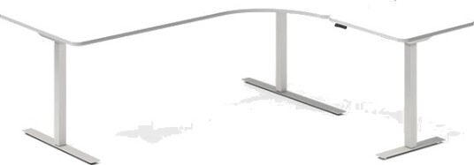 Hæve Sænkebord Dna Hvid 1800X2000mm Højre 3 Ben/Alugrå