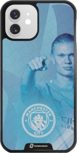 Phonecases3D iPhone 12 Man City Haaland 3D mobildeksel, svart