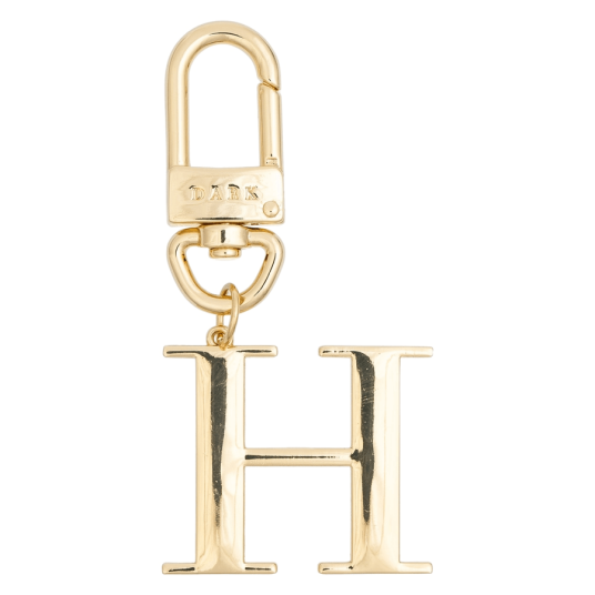 Dark Metal Letter Bag Charm Letter H Gold