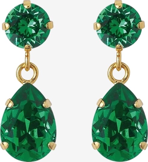Caroline Svedbom Mini Drop Earrings Gold - MAJESTIC GREEN - One Size