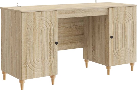 vidaXL Skrivebord med hylle Sonoma 142,5 x 50 x 75 cm Konstruert tre
