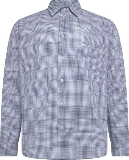 Mango Seersucker Check Textured Shirt MEDIUM BLUE XXL