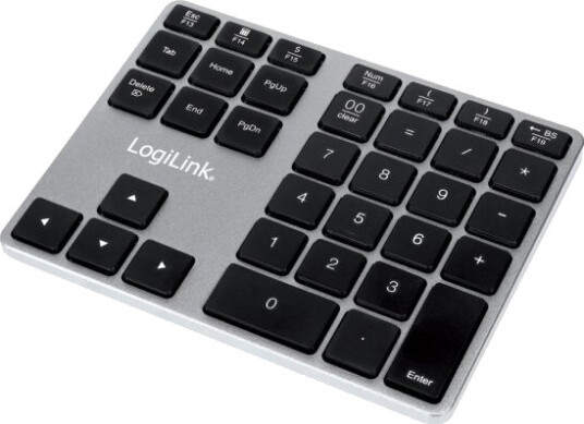 LogiLink Bluetooth Trådløst Numerisk Tastatur Aluminium Sort med Piltaster LogiLink Bluetooth Trådløst Numerisk Tastatur Aluminium Sort med Piltaster