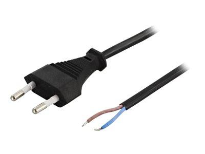Deltaco Europlug Strømkabel 2 m 2.5 A Svart til Fastkoplet Dobbelkabel