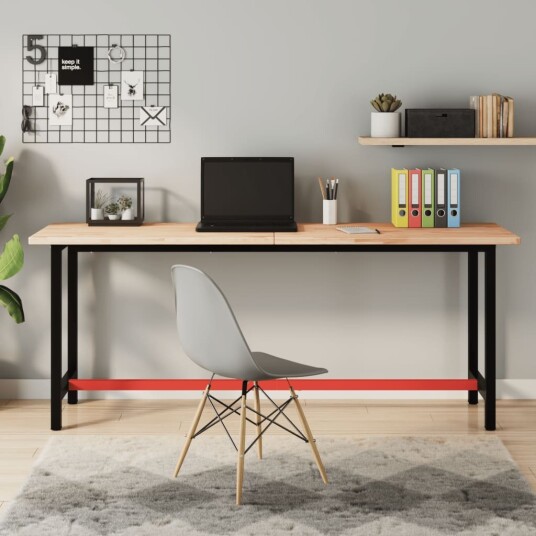 Arbeidsbenk 180x55x81,5 cm heltre bøk og metall Arbeidsbenk 180x55x81,5 cm heltre bøk og metall