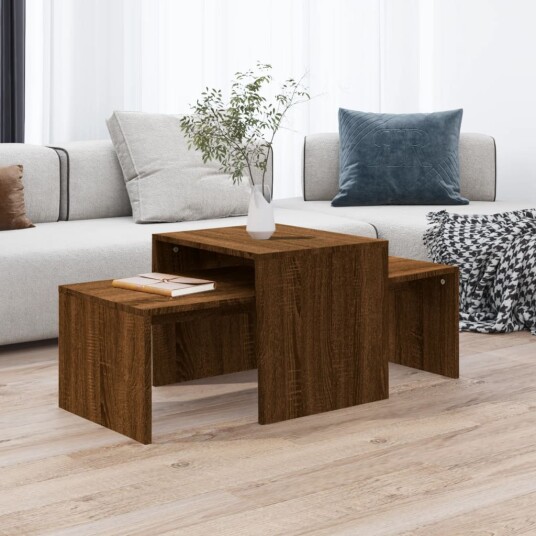 vidaXL Salongbordsett brun eik 100x48x40 cm konstruert tre vidaXL Salongbordsett brun eik 100x48x40 cm konstruert tre