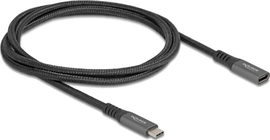 Delock Usb Forlengelseskabel 24 Pin Usb C Hann Til 24 Pin Usb C Hunn Usb 3.1 Gen 2 20 V 5 A 1 M Usb Power Delivery 100 W Støtte For Power Delivery 3.0 Up To 10 Gbps Data Transfer Rate Grå Svart