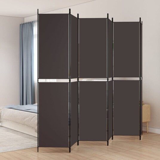 vidaXL Romdeler 6 paneler brun 300x220 cm stoff